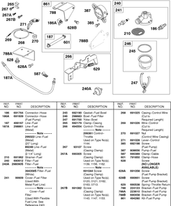 Fuel Filter, Fuel Pump, Fuel Line Diagram and Parts List for 243432-0737-XX  Briggs and Stratton Engine